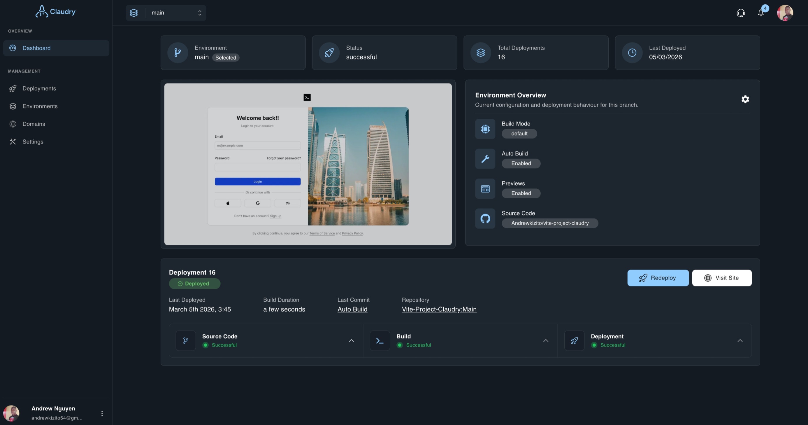 Dashboard preview